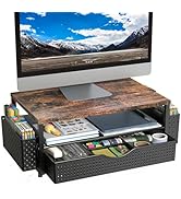 Spacrea Desk Organizer and Accessories, Computer Monitor Stand Riser with Drawer and 2 Pen Holder...