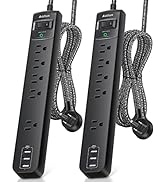 2 Pack Power Strip Surge Protector - 5 Widely Spaced Outlets 3 USB Charging Ports, 1875W/15A with...