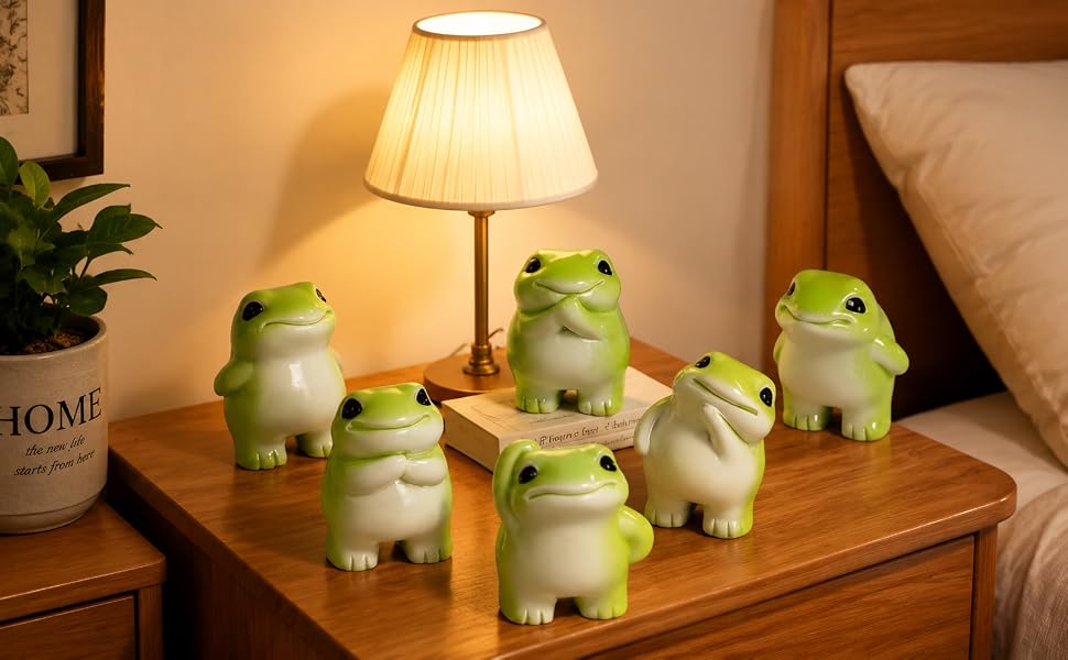 Mini Frog Figurine Cute Frog Statue – Small Animal Figurines Desk Decor for Office Home Decoration