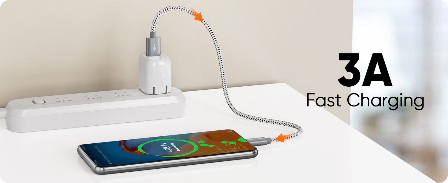 a charging cable connected to a charging device