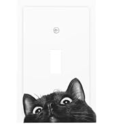 Peeping Black Cat Cute Animals Decorative Light Switch Cover 1 Gang Single Toggle Device Electric...