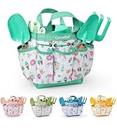 Grenebo Kids Gardening Set Toys,Includes Metal Trowel,Transplanting Shovel,Garden hat,Rake,Apron,...