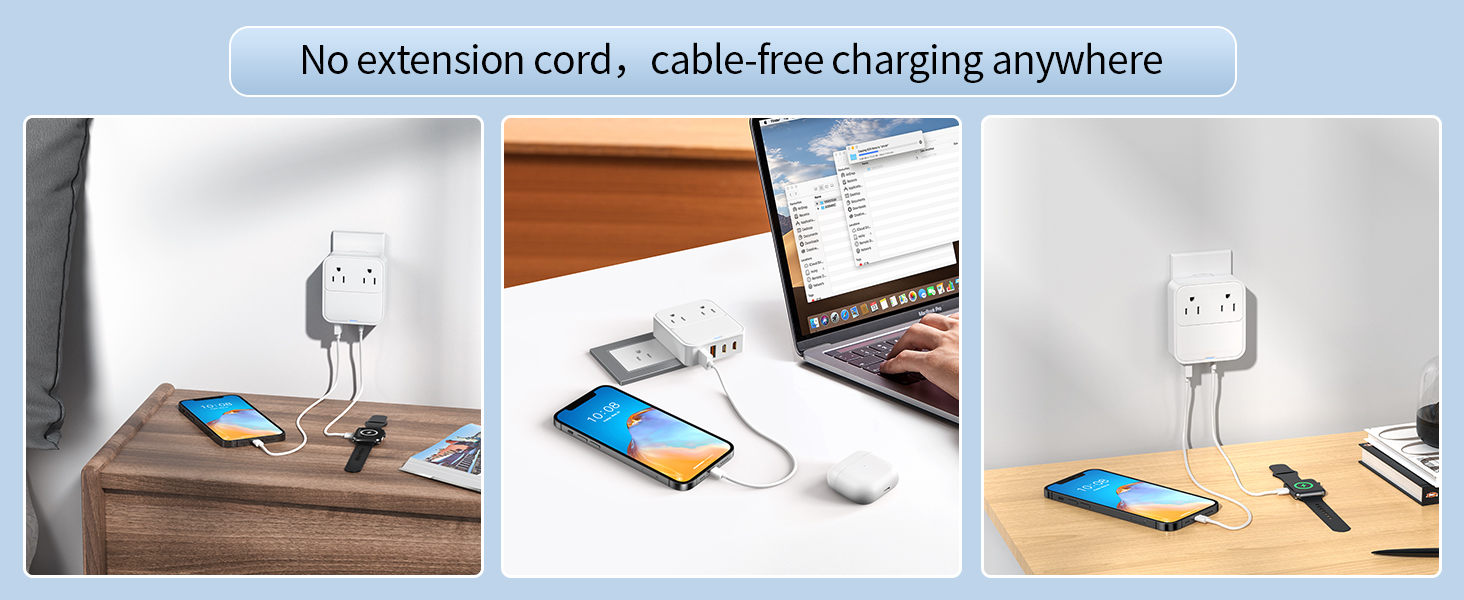 Multiport USB C Charger Block on the wall