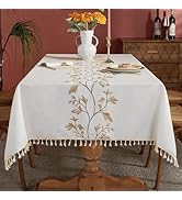 Laolitou Cotton Linen Waterproof Table Cloth for Dining Table Farmhouse Kitchen Rectangle Tablecl...