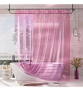 AmazerBath Shower Curtain Liner, 100% EVA Soft Clear Pink Heavy Duty Shower Curtain and Liner 2-i...