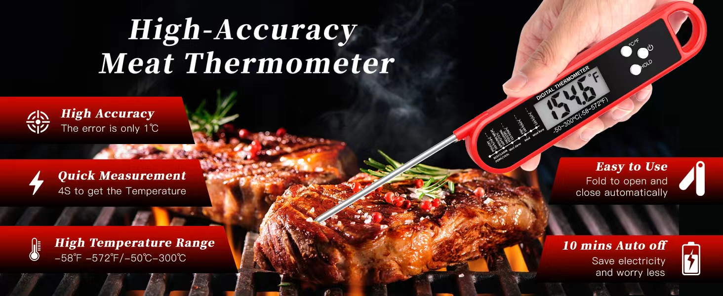 Digital meat thermometer for cooking instant read