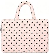 Polka Dot Quilted Laptop Sleeve with Handle Protective Laptop Carrying Case (Pink, 13-14 Inch)