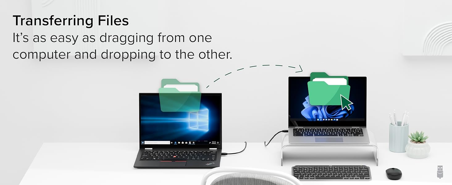 USB transfer cable for unlimited data transfer between two Windows PCs, fast and easy setup