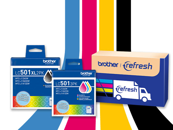 Brother Genuine LC5013PK three-pack color, LC501XL2PK two-pack black printer ink cartridges