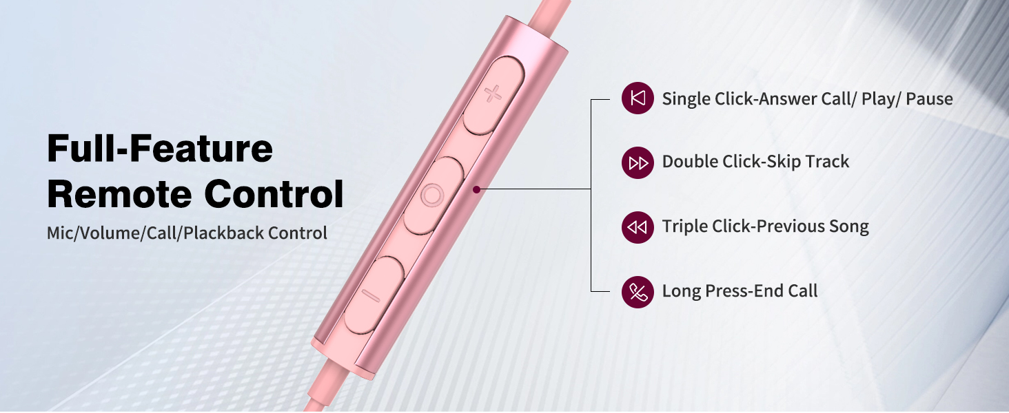 full feature remote control usb c wired earphones