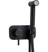 DIKUROOMS Brass Wall Mount Toilet Bidet Faucet Concealed Handheld Spray Set Hot and Cold Water Di...