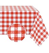 Romanstile Rectangle Vinyl PVC Tablecloth, 100% Waterproof Buffalo Plaid Plastic Table Cloth, Oil...