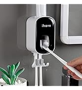 iHave Toothbrush Holders for Bathrooms with Toothpaste Dispenser - Easy to Install, Durable and S...