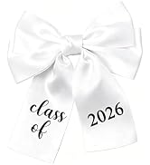 Class of 2026 Hair Bow for Girls, White Satin Graduation Bow Hair Clip, 5.6IN Alligator Bow Acces...