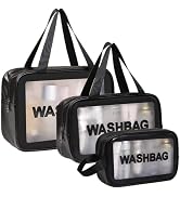 DAPOWER Travel Toiletry Bag for Women and Men, Matte Translucent Shower Bag with Handy Handle, Ma...