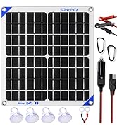 SUNAPEX 20W Solar Panel Car Battery Trickle Charger Maintainer, 12V Portable Waterproof Solar Pan...