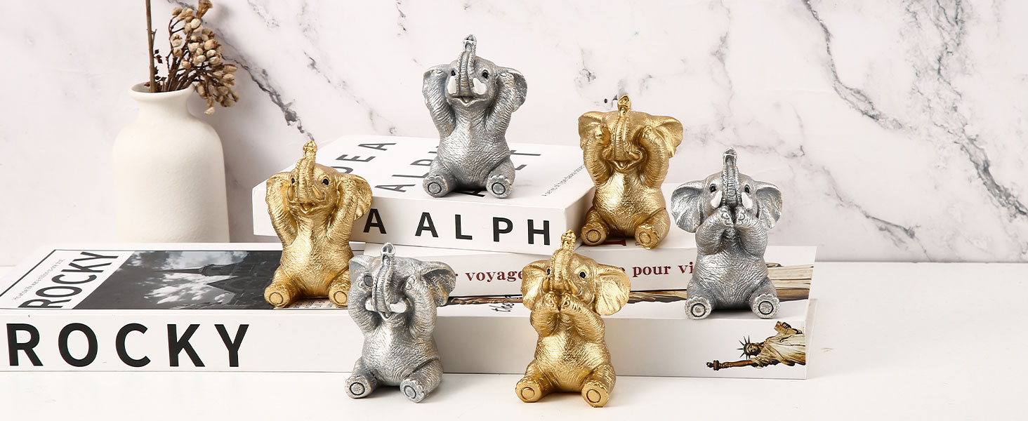 lephant figurines resin elephant decor small elephant statues lucky elephant set