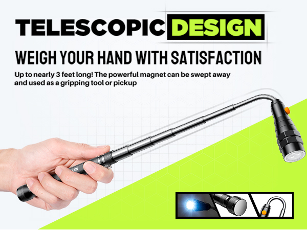 magnetic pickup tool with led light