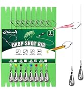 8PCS Ready Tied Drop Shot Rigs for Bass Fishing Drop Shot Hooks Fishing Rig with Drop Shot Weight...