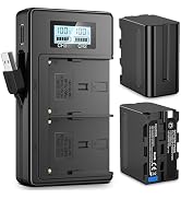 NP-F970 Battery and Charger-2x8800mAh Dual USB NPF Battery with LCD Screen for Camcorder/Light/Ca...