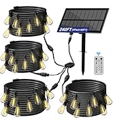 Stright Solar Powered String Light 240FT with Remote Control 8 Light Modes, Weatherproof Shatterp...