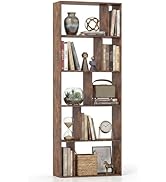 Giantex 6-Tier Bookshelf, 10-Cube Industrial Bookcase w/Open Back, Display Storage Shelf w/2 Anti...
