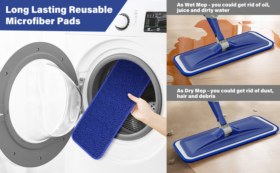 dry mop wet mop spray mop with reusable pads