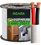 GearIT 12/2 Speaker Wire (250 Feet) 12AWG Gauge - in Wall Audio Speaker Wire Cable / CL2 Rated / ...