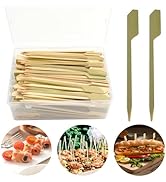 PEOUWNES 4.7 Inch Bamboo wood wooden Paddle Picks Skewers Toothpicks for Cocktail,Appetizers,Mars...
