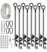hannger 8 Pcs 30" Long Ground Anchors Shed Anchors Kit with 3/16" Galvanized Cable &amp; Turnbuckles ...