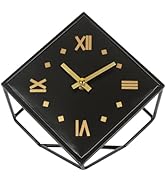 QIYAODECO Battery Operated Mantel Clock with Square Metal Case,No Ticking Analog Quartz, Simple O...