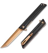 FUNBRO Tanto Pocket Knife for Men, Flipper Open D2 Steel Folding knife with Durable G10 Handle, C...