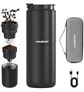 HAUSHOF 8V Black Cordless Portable Grind &amp; Brew Coffee Maker with Large Capacity
