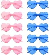 NACHLYNN 10 Pairs Heart Sunglasses Women Rimless Heart Shaped Sunglasses Candy Color Heart Glasse...