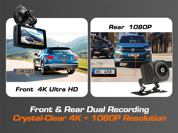 Dashcam X17 front&amp;amp;rear dual recording, 4K+1080P