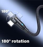 AUFU USB C Cable 6ft(3Pack-6.6ft/6.6ft/6.6ft), 180° Rotation USB to USB C Cable/3A USB-C Fast Cha...