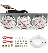 CNSPEED 2inch 52mm Triple Gauge Kit, Volt Meter Water Temp Temperature Gauge Oil Pressure Gauge C...