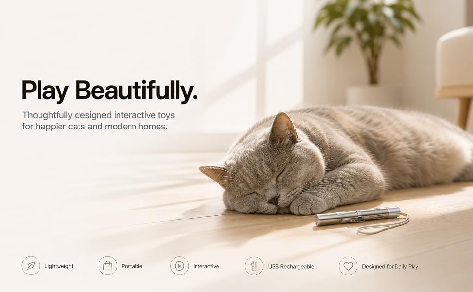 Interactive laser toy for indoor cats with USB rechargeable portable design for everyday enrichment