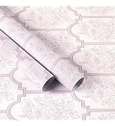 Peel and Stick Flower Vintage Wallpaper - White and Pink Print Contact Paper - Self Adhesive Flor...