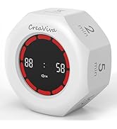 CREAVIVA Flip Cube Pomodoro Timer - Rechargeable Visual Countdown &amp; Count Up Stopwatch, 7 Preset ...