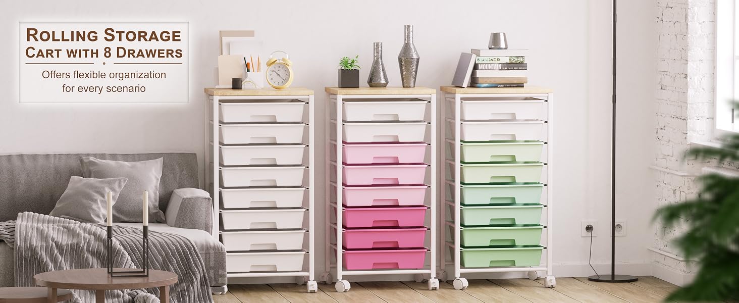 rolling cart with drawers
