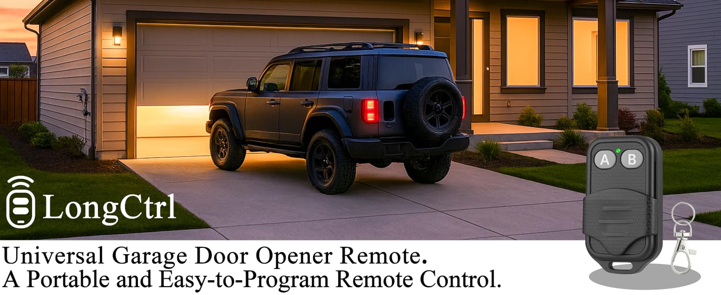 LongCtrl Garage Opener Remote: Compatible with LiftMaster, Chamberlain, and Craftsman openers.