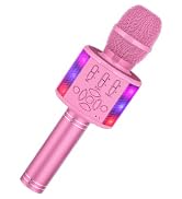 Amazmic Kids Karaoke Microphone Machine Toy Bluetooth Microphone Portable Wireless Karaoke Machin...