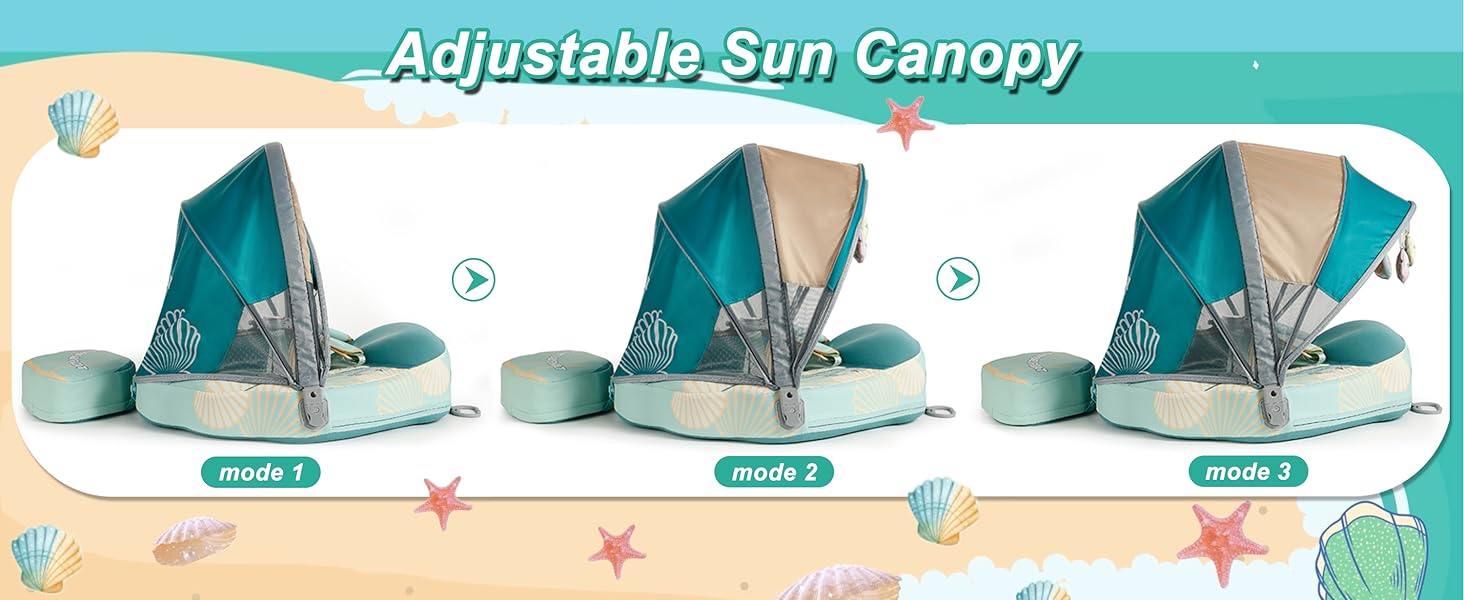 HECCEI Add Tail Newest Shell Mambobaby Baby Swim Float with Canopy