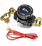 Top Post Battery Disconnect Switch with Voltmeter, 5V-80V Car Battery Disconnect Switch, Negative...