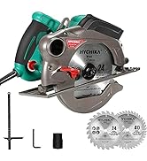 Circular Saw,HYCHIKA 1500W/12.5A Corded Electric Saw with 4700RPM, 2Pcs Blades(24T+ 40T) plus 1 A...