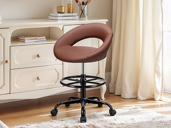 Office Drafting Chair with Foot Rest Wheels Shop Rolling Chair for Counter Kitchen Salon Home Vanity