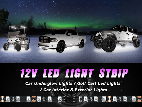 24&amp;#34; Connectable White Led Light Strips for Cars Golf Cart Boat Marine