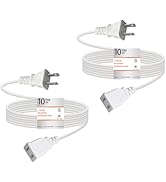 Lightweight Extension Cord 10FT (3m) White Cord Indoor Household Extension Cable with 125V 10A 2 ...