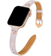 JR.DM Slim Leather Bands Compatible with Apple Watch Band 38mm 40mm 41mm 42mm 44mm 45mm 46mm 49mm...
